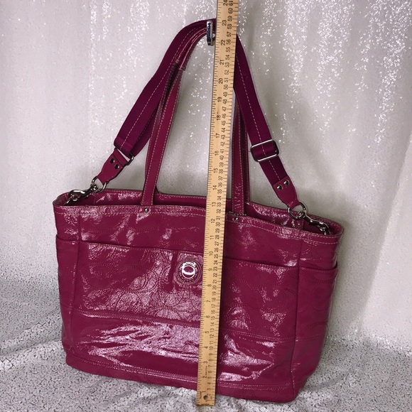 COACH Raspberry Patent Leather Large Diaper Bag - Picture 2 of 8
